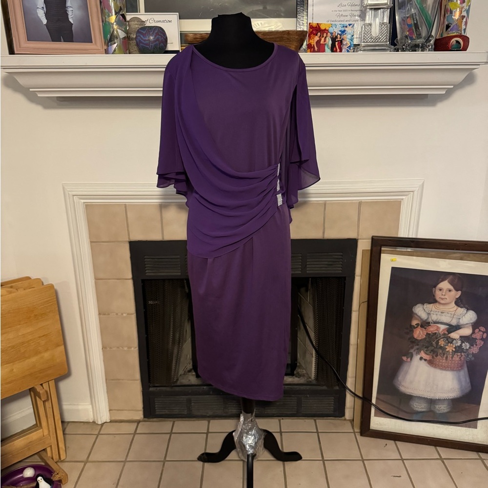 NEW Hanna Nikole Lavender Party Dress with “Crystal” Accents and Chiffon Overlay